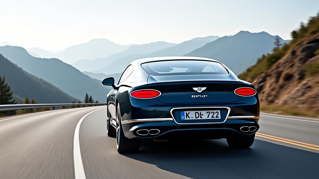 Bentley Continental GT en conduite sur une route sinueuse de montagne