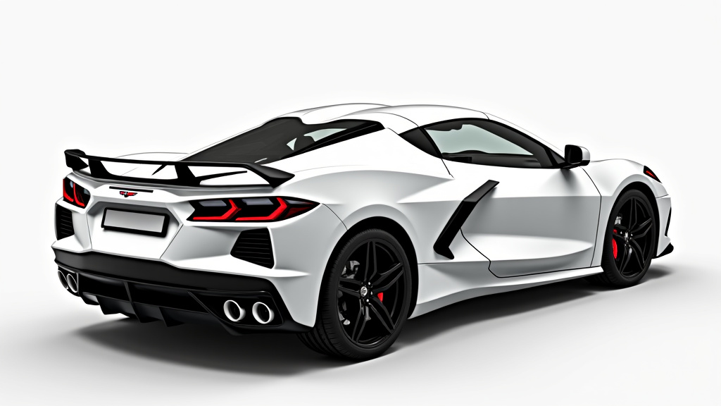 Corvette C8 en position moteur central, vue de profil avec capot ouvert