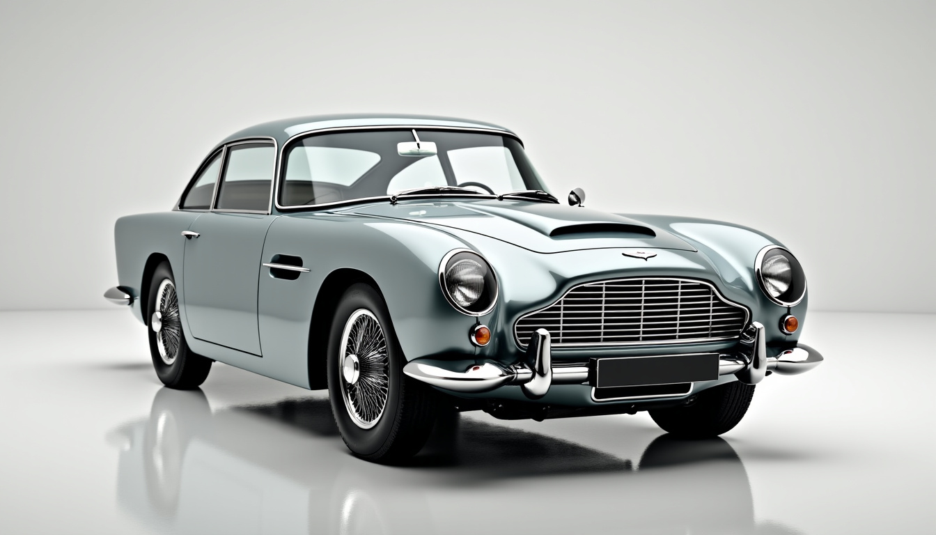 Aston Martin DB5 grise avec accessoires d
