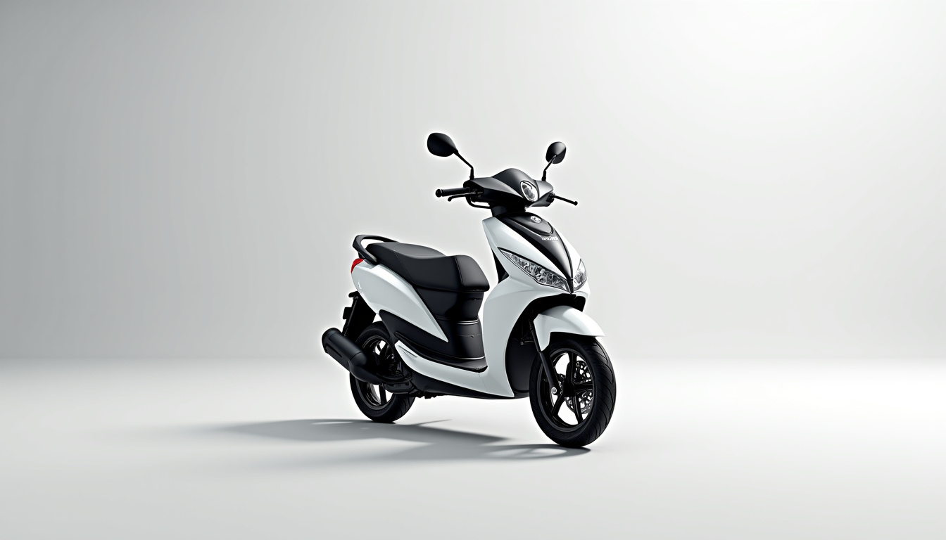 Moto 125 cm³ de conception moderne exposée en pleine lumière, mettant en valeur son design épuré et ses lignes dynamiques