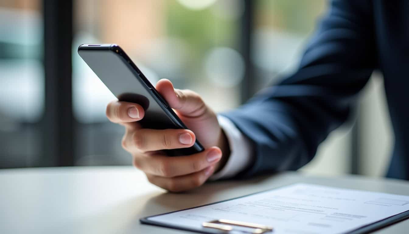 Personne utilisant son smartphone pour souscrire à une assurance trottinette en ligne