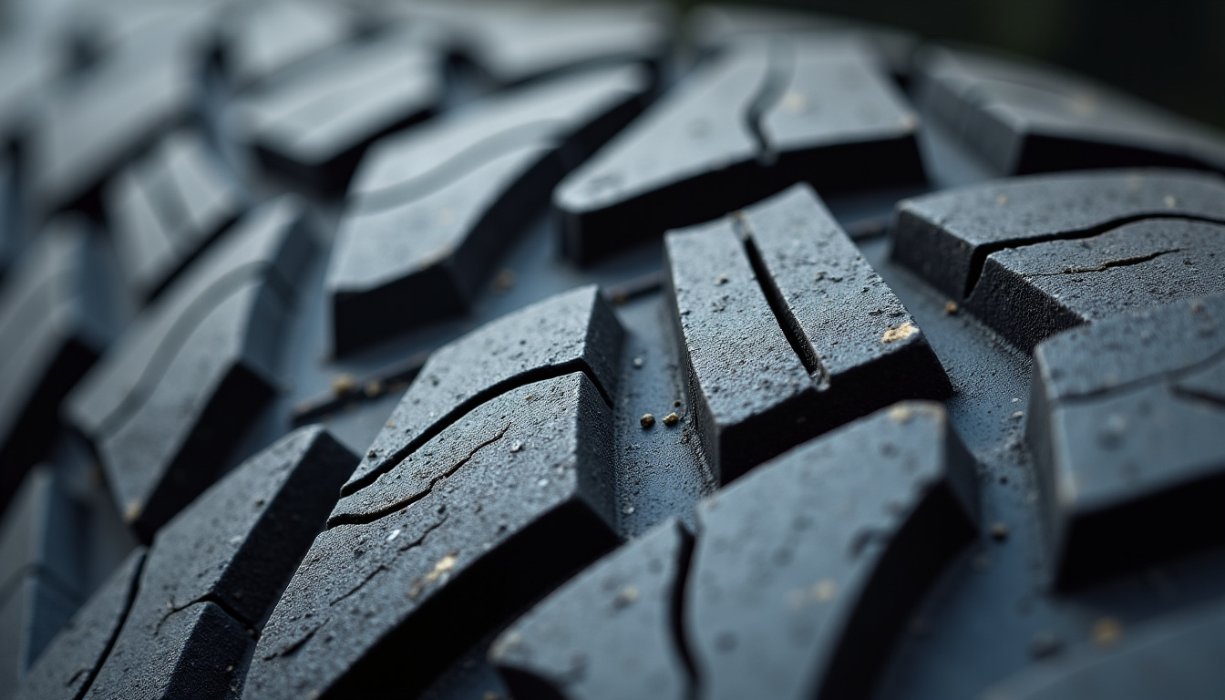 Pneus montrant des craquelures sur les flancs dues au vieillissement naturel du caoutchouc