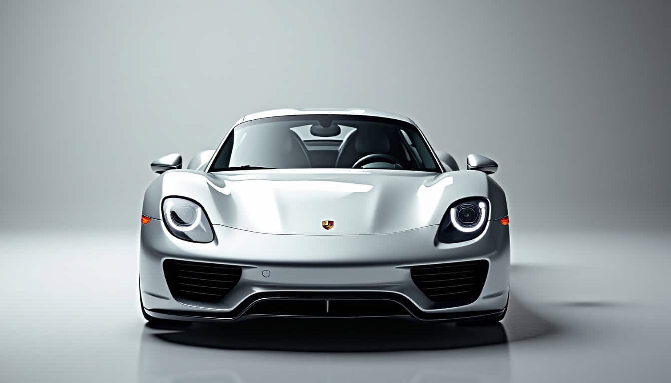 Voiture sport blanche de luxe avec design moderne et dynamique.