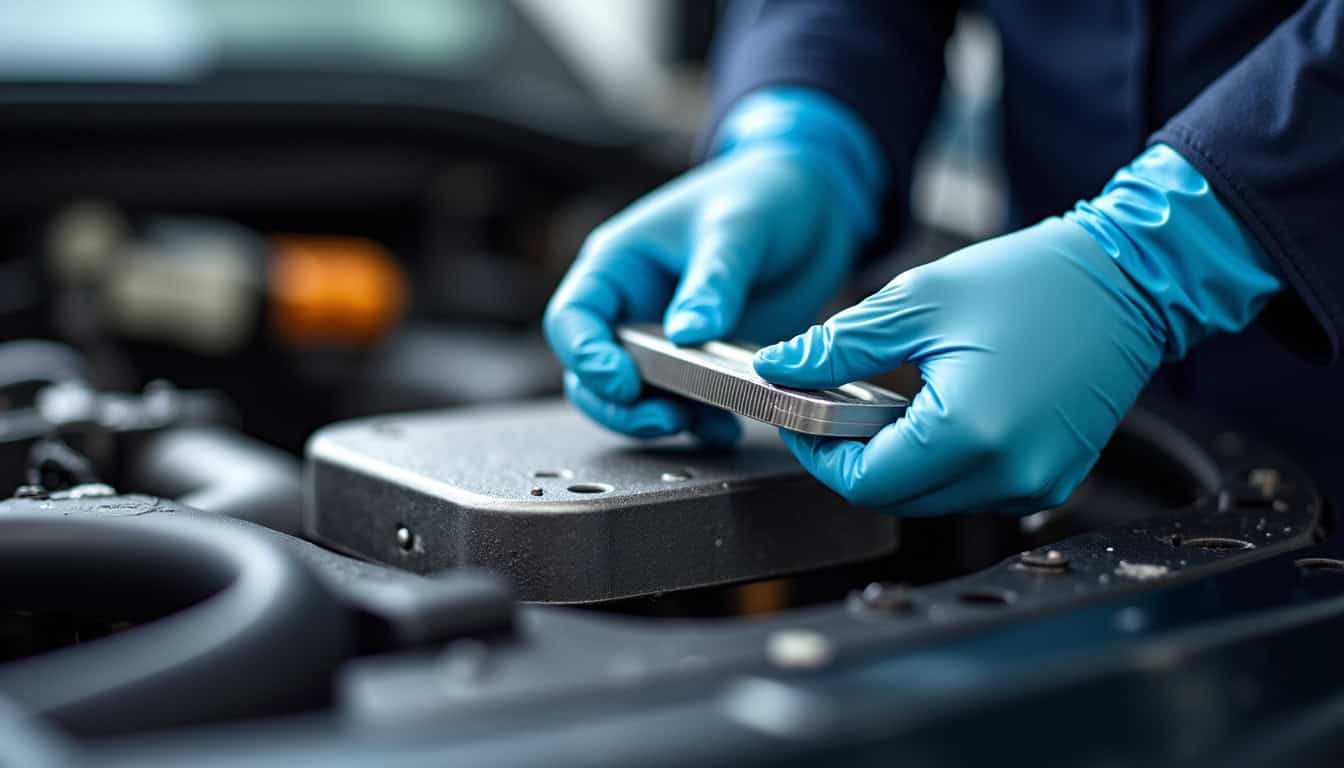 Remplissage progressif du liquide de refroidissement avec un entonnoir, moteur éteint et froid