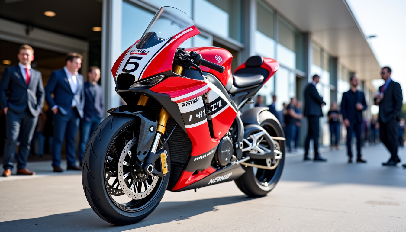 Vue extérieure du salon de la moto de Lyon 2026 avec affluence de visiteurs et bannières officielles