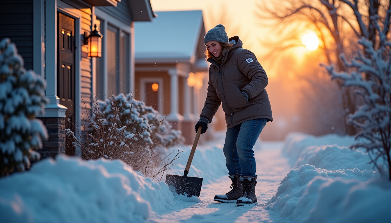 Personne en train de déneiger l