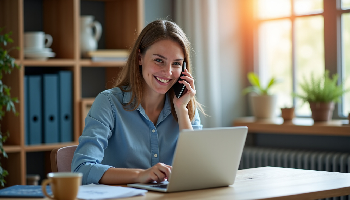 Personne utilisant son téléphone pour appeler un conseiller de la Banque Postale