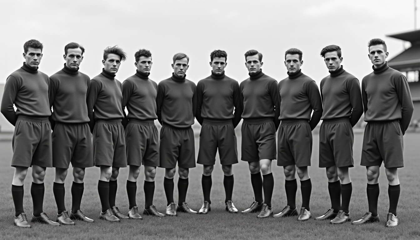 Photographie ancienne du Racing Club de Lens dans les années 1920, avec les joueurs en tenue d