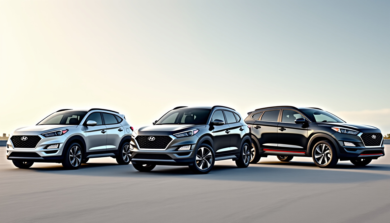 Comparaison visuelle des différentes finitions du Hyundai Tucson: Initia, Executive et N Line