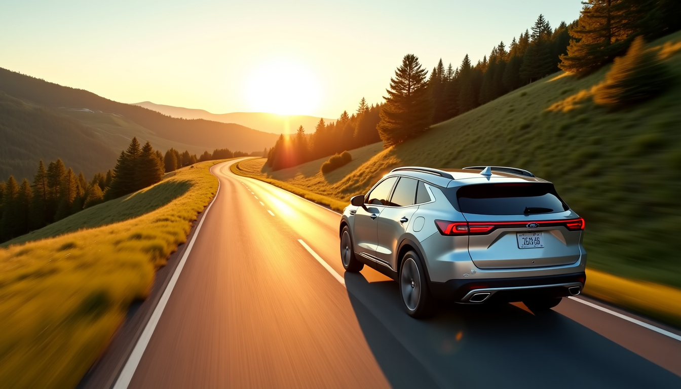 Ford Explorer électrique en conduite sur route nationale