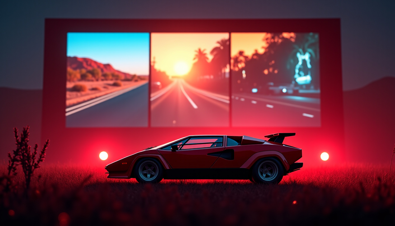 Montage de la Lamborghini Countach dans des scènes célèbres de cinéma et de séries télévisées