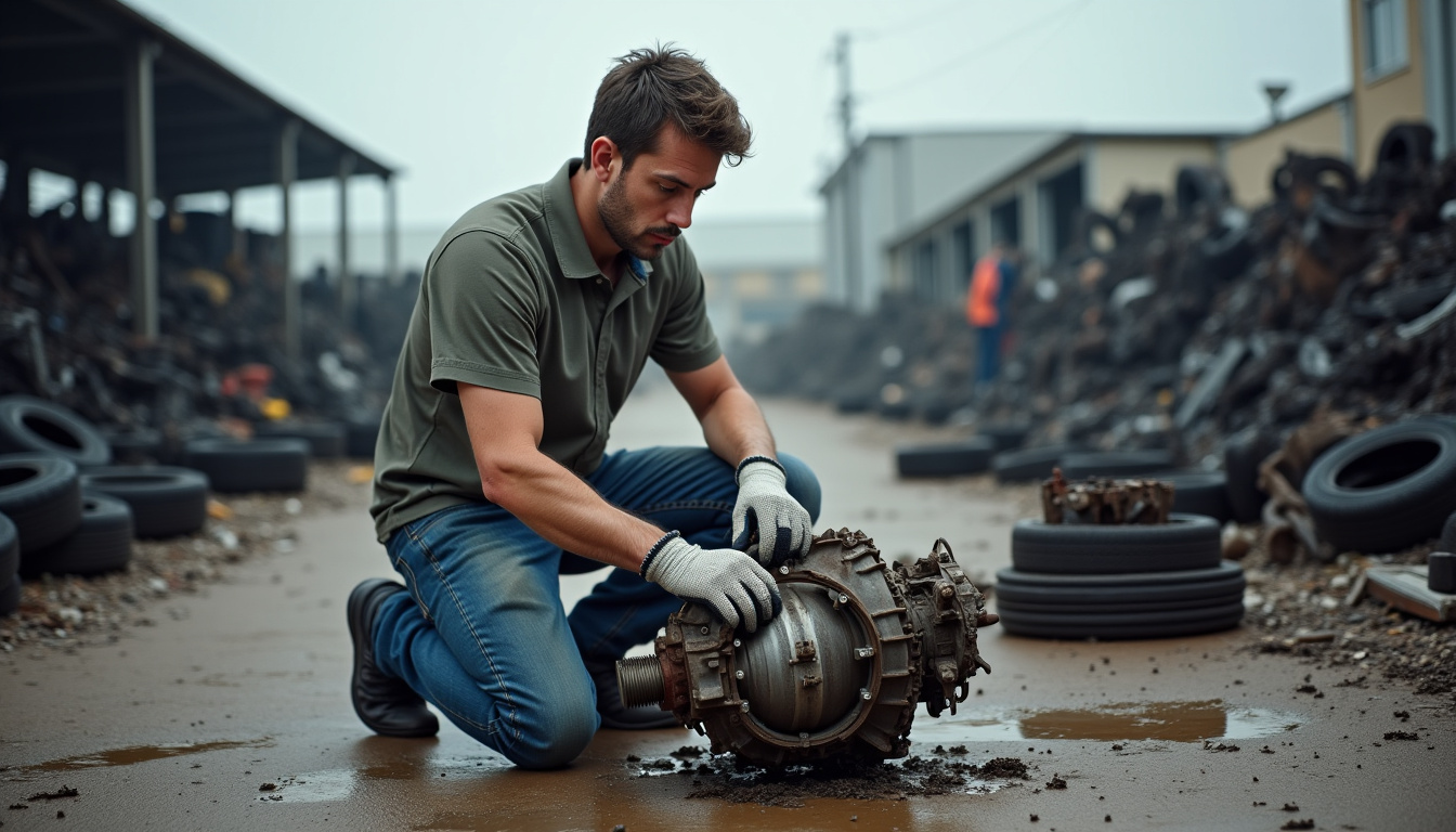 Un client examine une boîte de vitesse d