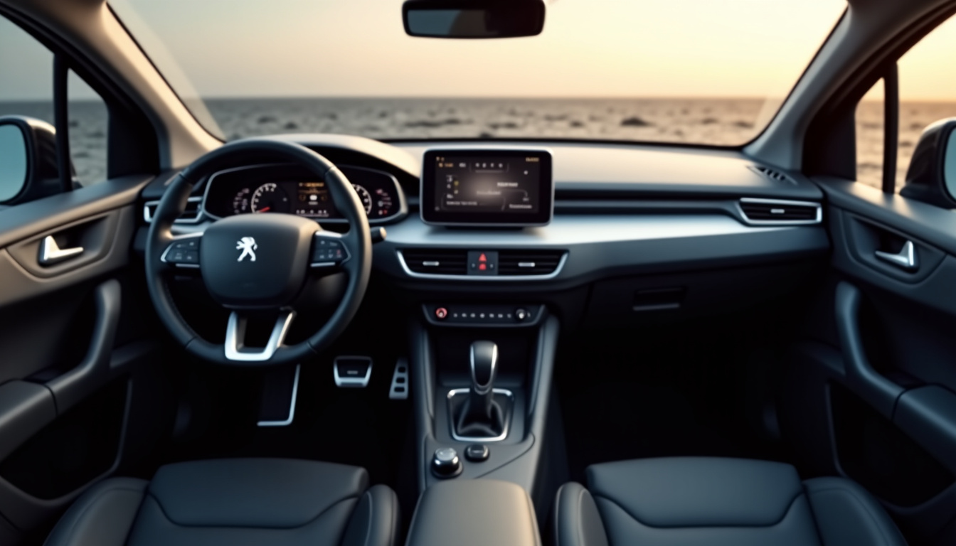 Intérieur du Peugeot 3008, vue du tableau de bord et du volant