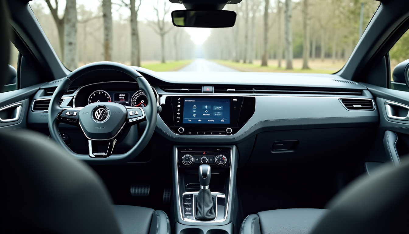 Intérieur du Volkswagen T-Roc montrant le poste de conduite, écran tactile et finition intérieure