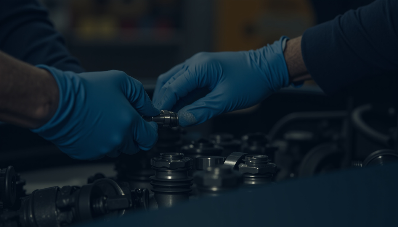 Mécanicien utilisant une clé dynamométrique pour serrer un boulon sur un moteur