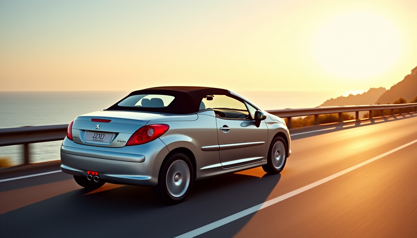 Peugeot 207 CC en position cabriolet vue de profil