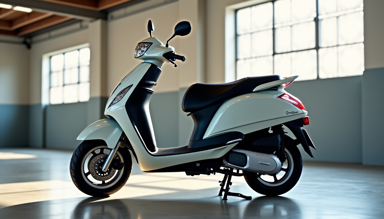 Vérification d’un scooter d’occasion, montrant les points à contrôler: carénage, pneus, freins, moteur