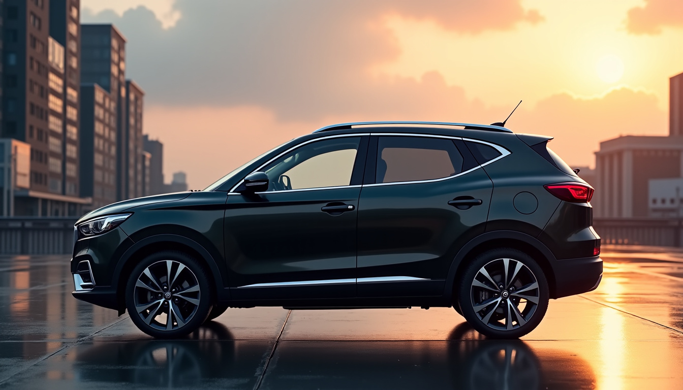 Vue de profil du MG ZS Hybrid+, montrant ses lignes dynamiques et ses proportions modernes